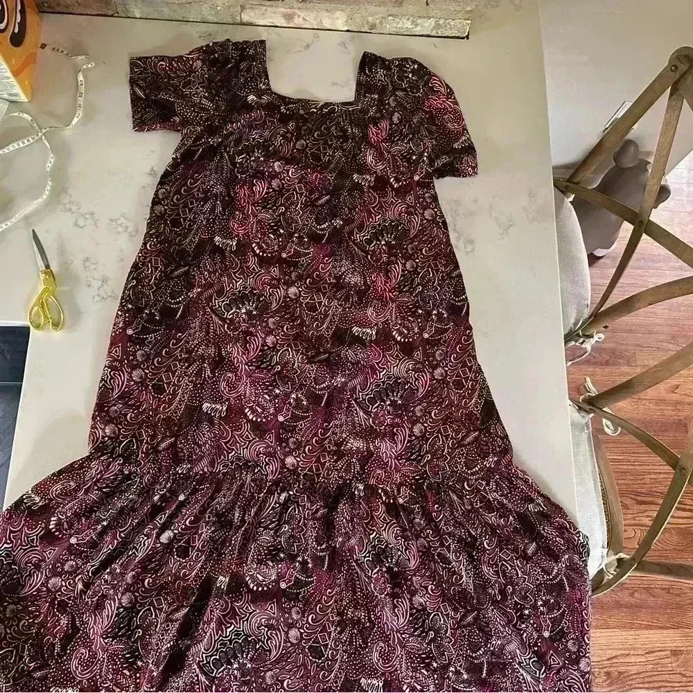 Anthropologie Lisabella Purple Paisley Maeve Tiered Maxi Dress Size M- B5 - Picture 6 of 11